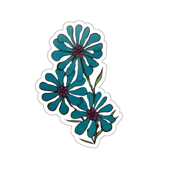 Blue Flowers Sticker Trio: Vibrant Vinyl Decals