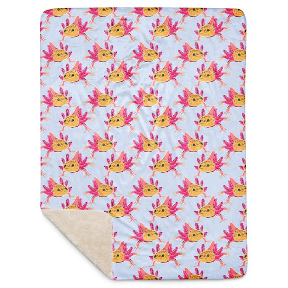 Pink Axolotl Baby Blanket / Soft Sherpa blanket