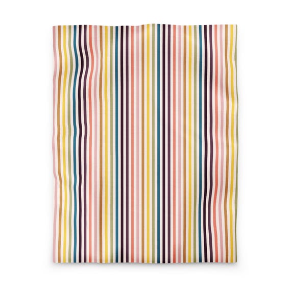 Striped Duvet Cover, Colorful Modern Bedding, Bold Rainbow Stripe Comforter Cover, Playful Bedroom Decor