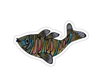 Funny Fish Sticker, Whimsical Illustration, Laptop Decal