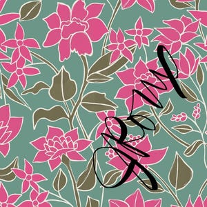 Pink And Green Floral Duvet Cover /Boho Flower Bedding
