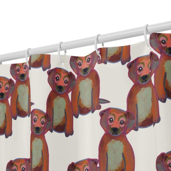 Milo the Gentle Pup Shower curtain / Puppy Dog Illustration