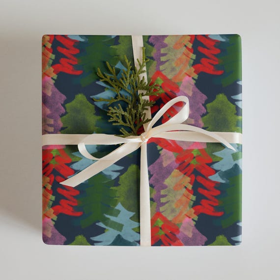 Christmas trees wrapping paper sheets