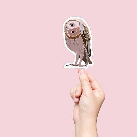 Barn Owl Sticker, Waterproof Vinyl Decal by Jrouxart