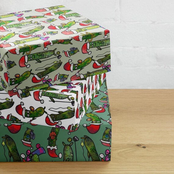 Christmas Pickle Wrapping Paper, Funny Holiday Gift Wrap, Quirky Christmas Decor, Festive Pattern Paper