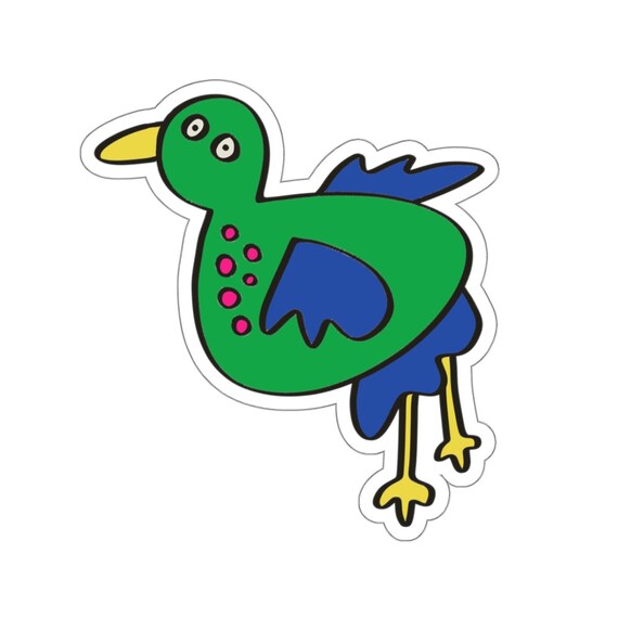 Chubby Green Bird Sticker, Cute Vinyl Decal