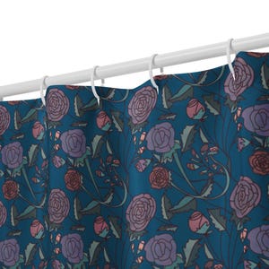 Floral Shower Curtains / Teal Blue Flower Shower Curtain