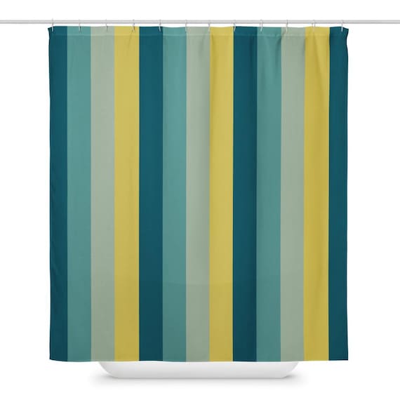 Peacock Parade Stripe Shower Curtain