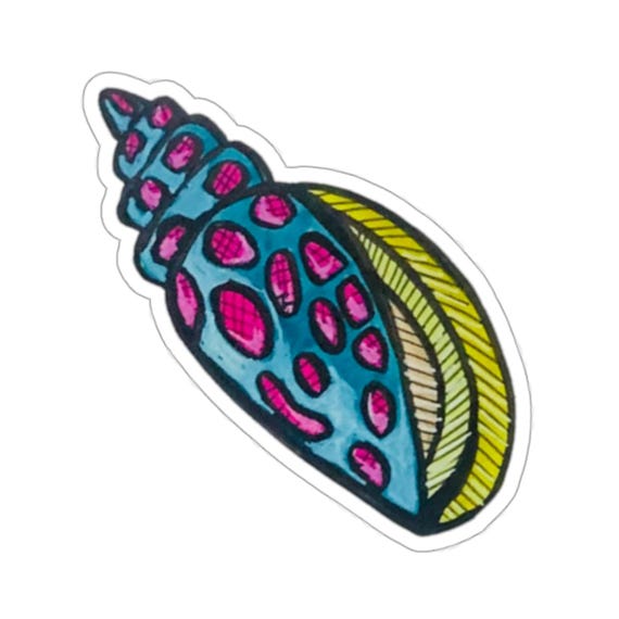 Hand Drawn Seashell Sticker: Waterproof Vinyl Decal