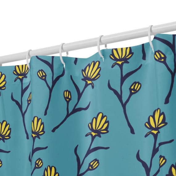 Floral Shower Curtain, Bold Colorful Flower Bathroom Decor, Maximalist Boho Bath, Bright Artistic Home