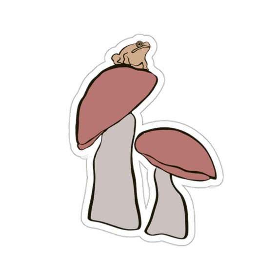 A frog perched on a mushroom sticker