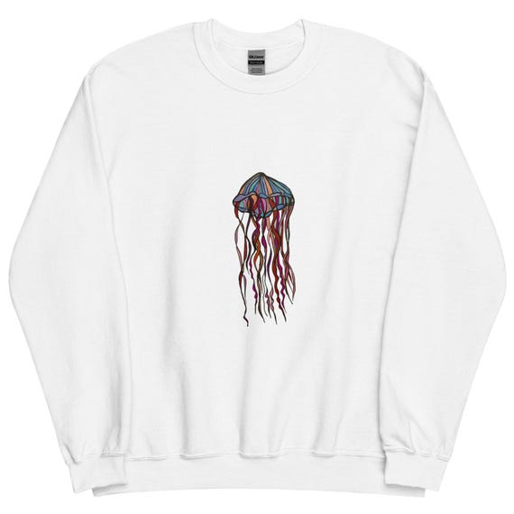 Jellyfish Unisex Sweatshirt / Hand drawn Jellyfish Illustration Jrouxart