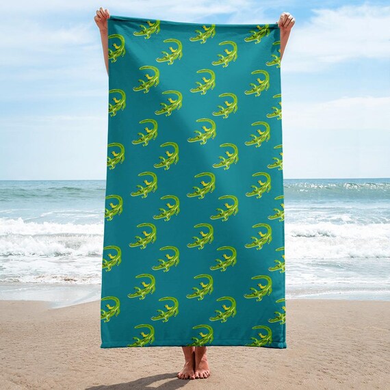 Alligator Beach Towel: Jrouxart Design, Soft Cotton Blend