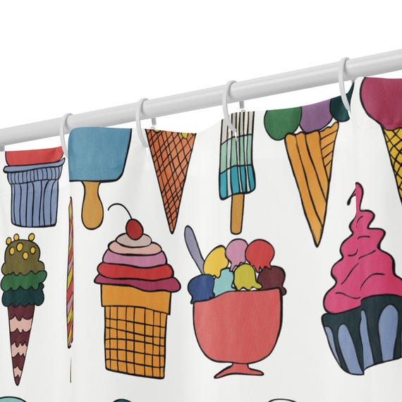 Ice Cream Shower curtain / Colorful Fun Sweet Treats Bath Decor