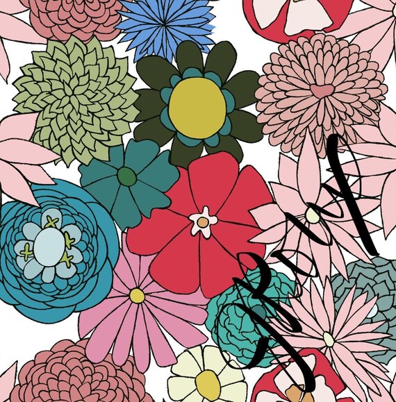 Floral Duvet Cover, Bright Modern Bedding, Playful Flower Comforter Cover, Colorful Boho Bedroom