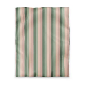 Sage Green & Pale Pink Striped Microfiber Duvet Cover, Bedding Set, King Size Comforter, Home Decor, Bedroom Accessories, Unique Design