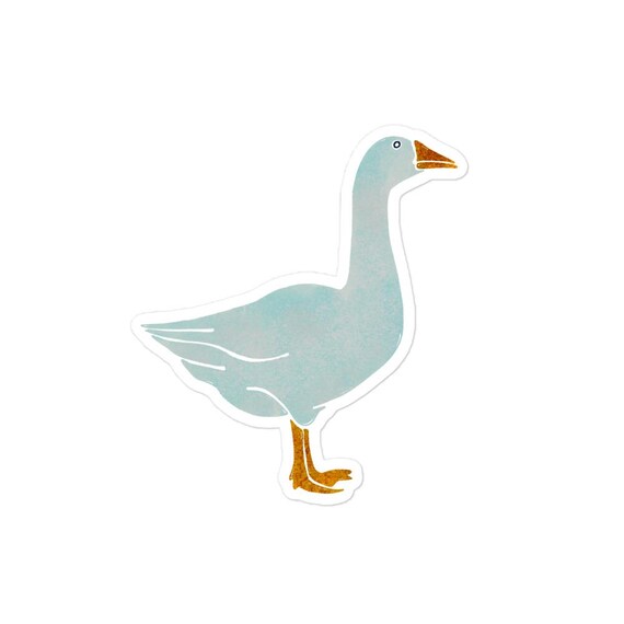 Cute Goose Sticker Decal, Light Blue Jrouxart Design