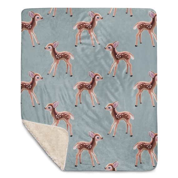 Fawn Blanket / Baby Deer Design on a Soft Sherpa blanket