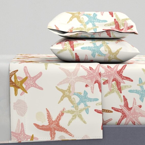Sunny Tide Seastar / Boho Coastal Sheet Set / Jackie Roux