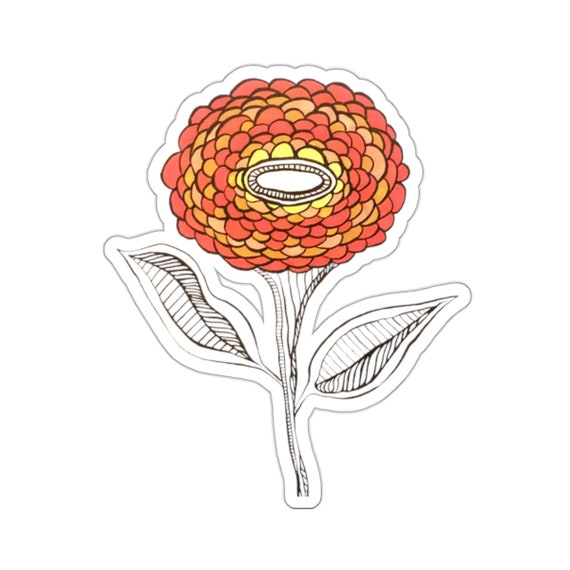 Vintage Inspired Floral Sticker: Vibrant Orange Blossom