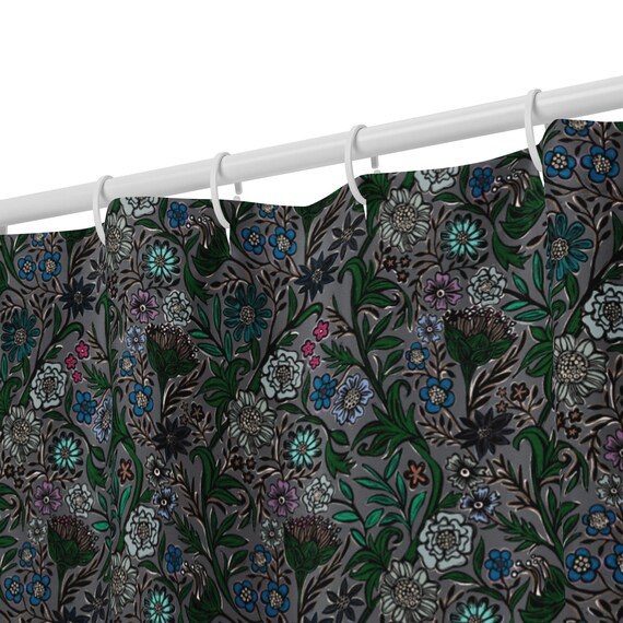 Slate Garden Floral Shower curtain