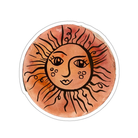 Sun Sticker / Shiny Orange Sunshine Happy Face