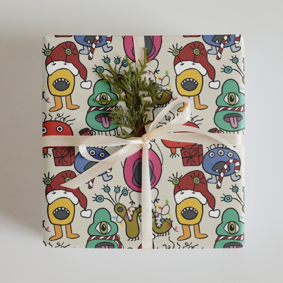 Silly Monsters Christmas Wrapping Paper Sheets