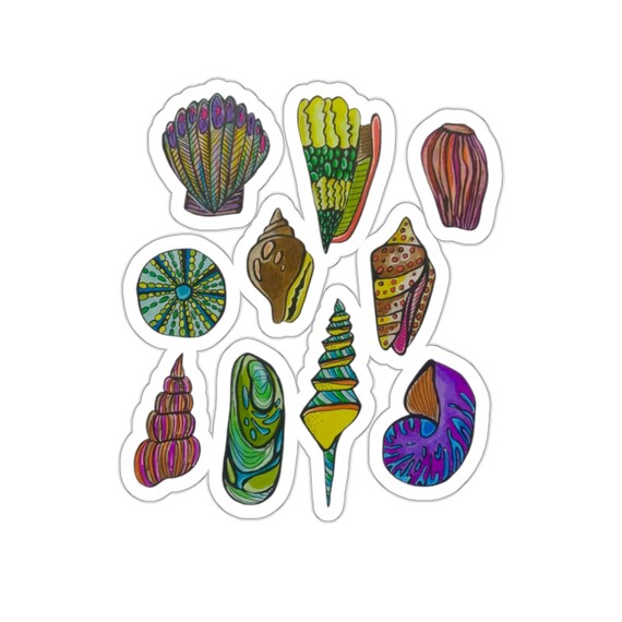 Hand Drawn Seashell Sticker: Colorful Ocean Art