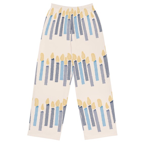 Men's Hanukkah Pajama Pants: Festive Candle Print, Cozy Lounge Bottoms