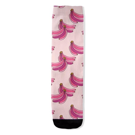 Pink Banana Crew Socks by Jrouxart