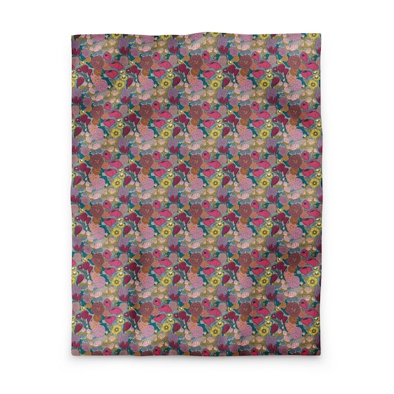 Floral Duvet Cover, Wildflower Botanical Bedding, Elegant Flower Comforter Cover, Cottagecore Bedroom
