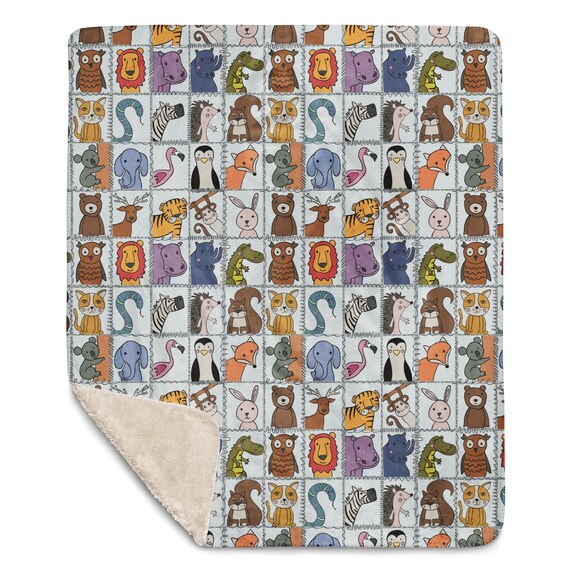 Adorable Animal Blanket / Jrouxart Animals Sherpa Blanket