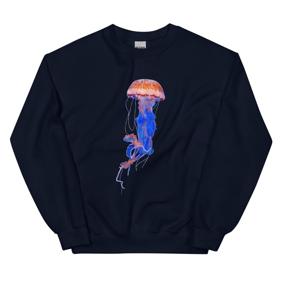 Jellyfish Crewneck Sweatshirt: Hand-drawn Ocean Sea Life Pullover