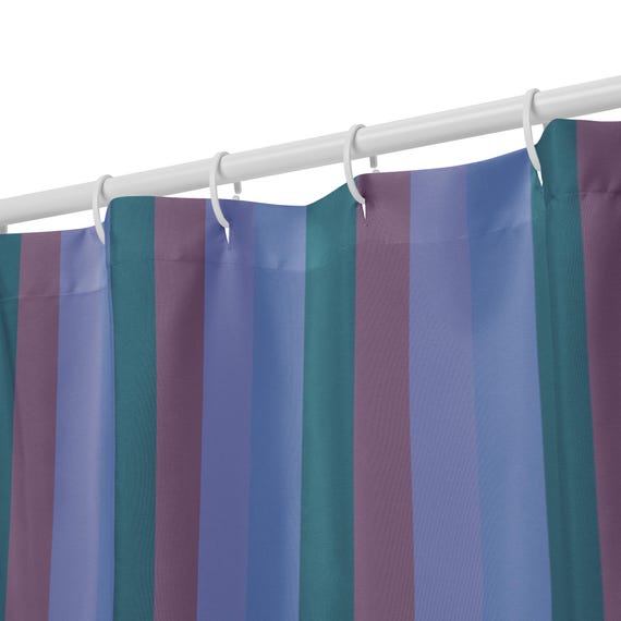 Colorful Striped Shower Curtain | Bold Rainbow Bathroom Decor | Modern Bright Bath Curtain