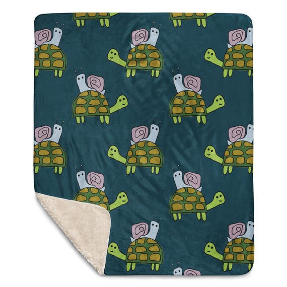 Turtle and Snail Baby Blanket / Jrouxart Adorable Sherpa blanket