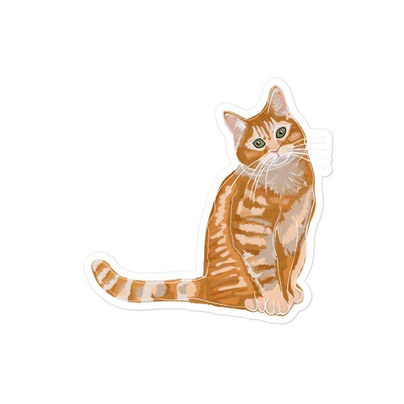 Orange Tabby Cat Sticker, High Opacity Vinyl Decal