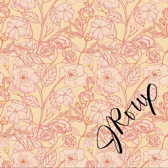 Pastel Floral Duvet cover / Vintage Feminine Pink Peach Yellow and Red Intriciate Flower Drawing