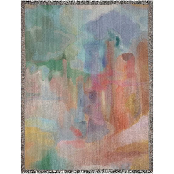 Abstract Jrouxart Woven Blanket, Colorful Cotton Throw