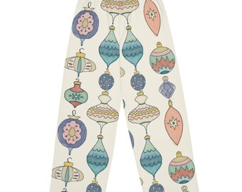 Men’s Christmas Pants / Vintage Ornaments Pajama Pants / Holiday Lounge Wear