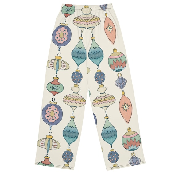 Men’s Christmas Pants / Vintage Ornaments Pajama Pants / Holiday Lounge Wear