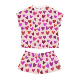 Valentines Day Women&#39;s Pajama Set, Heart Print Pajama Set, Romantic Sleepwear, Matching PJ Set, Couples Pajamas, Cozy Lounge Set