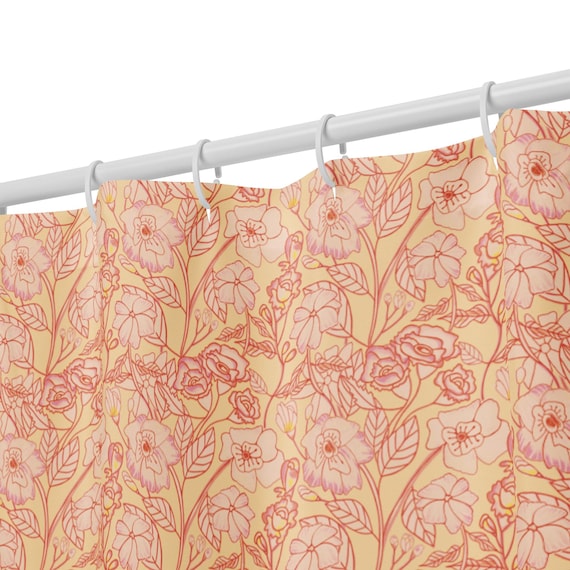 Peach Floral Shower curtain