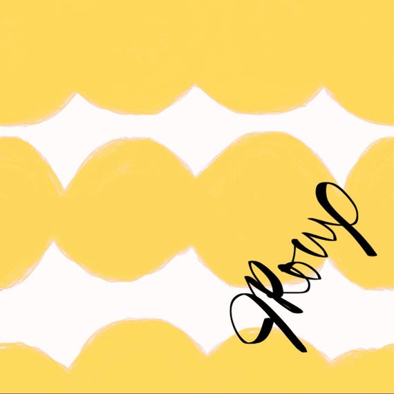 Yellow and White Duvet cover / Jrouxart Hand drawn Bubble Stripes