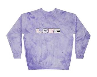 Love Color Blast Crewneck Sweatshirt - Unisex, Cozy Fashion, Summer Vibes, Gift for Her, Casual Style, Yellow Sweatshirt