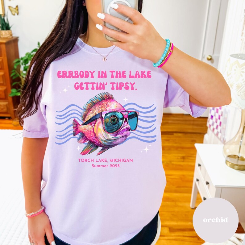 Errbody at the Lake Gettin Tipsy Custom Lake Tee, Bachelorette party Matching Tee, Custom Lake Summer Teeshirt, Boat Day Shirt, Torch Lake image 4