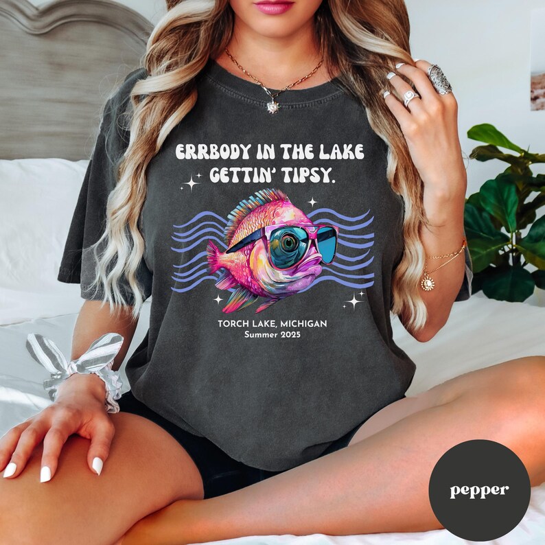 Errbody at the Lake Gettin Tipsy Custom Lake Tee, Bachelorette party Matching Tee, Custom Lake Summer Teeshirt, Boat Day Shirt, Torch Lake image 3