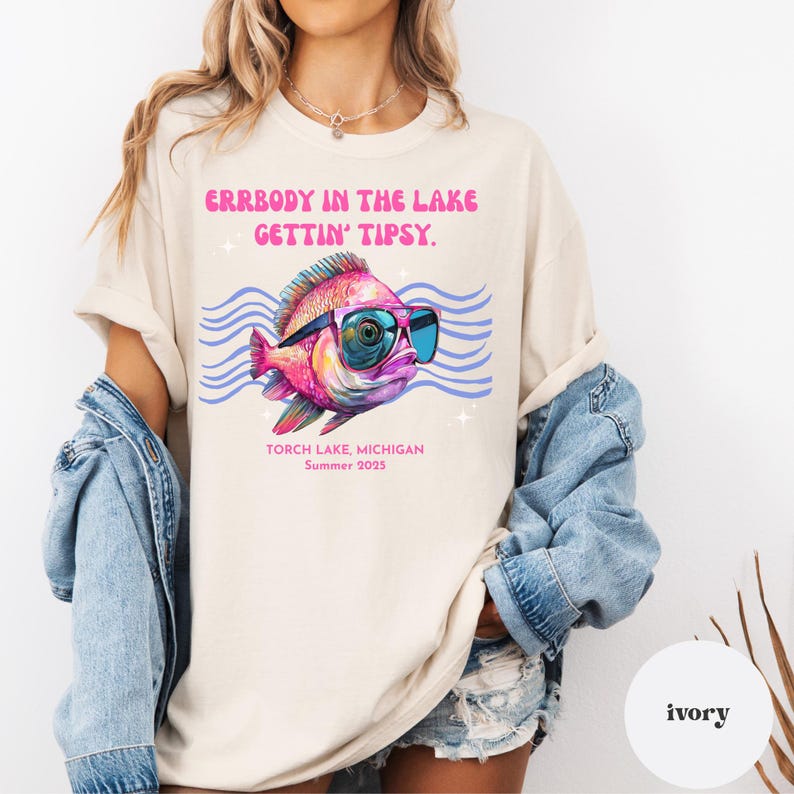 Errbody at the Lake Gettin Tipsy Custom Lake Tee, Bachelorette party Matching Tee, Custom Lake Summer Teeshirt, Boat Day Shirt, Torch Lake image 1