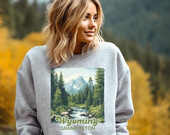 Nature Sweatshirt, Retro Nineties Vintage Sweater, Grand Teton, Cozy Nature Outfit, Oversized sweatshirt, gift for her, National Park,