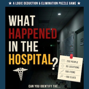 What Happened In The Hospital? True Crime Mystery Detective Game, Printable Logic Puzzles Elimination Game, Brain Teaser, Digital Download