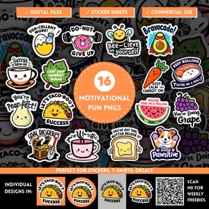 Ensemble PNG d'autocollants motivants pour le jeu de mots, citations quotidiennes sur la positivité, jolies feuilles d'autocollants, santé mentale kawaii, mug, modèles de tshirt POD